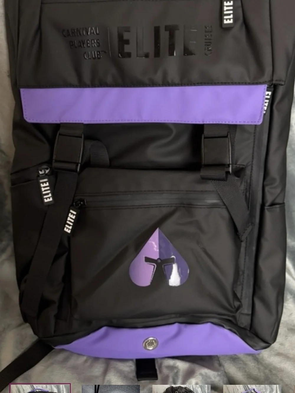 Black and Purple Roll-Top Backpack